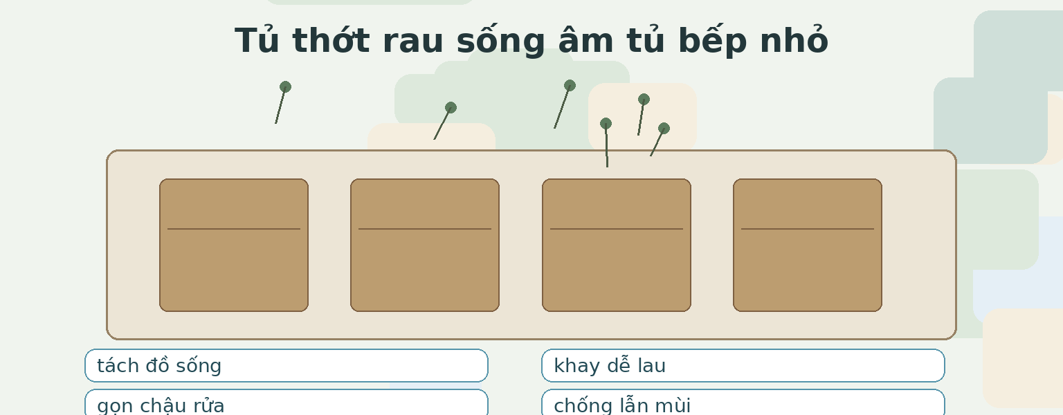 Tủ thớt rau sống âm tủ bếp nhỏ: tách đồ sống, dễ lau và sơ chế sạch hơn