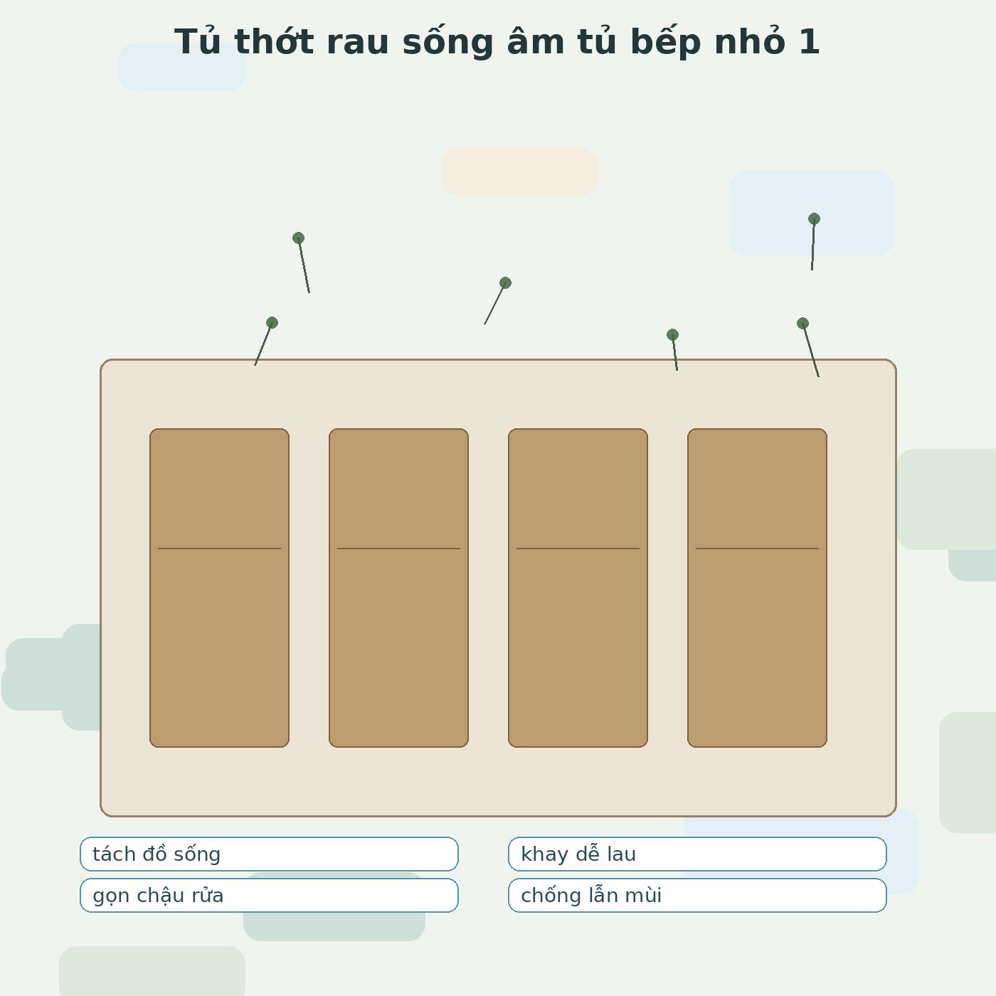 tủ thớt rau sống âm tủ bếp nhỏ tổng quan