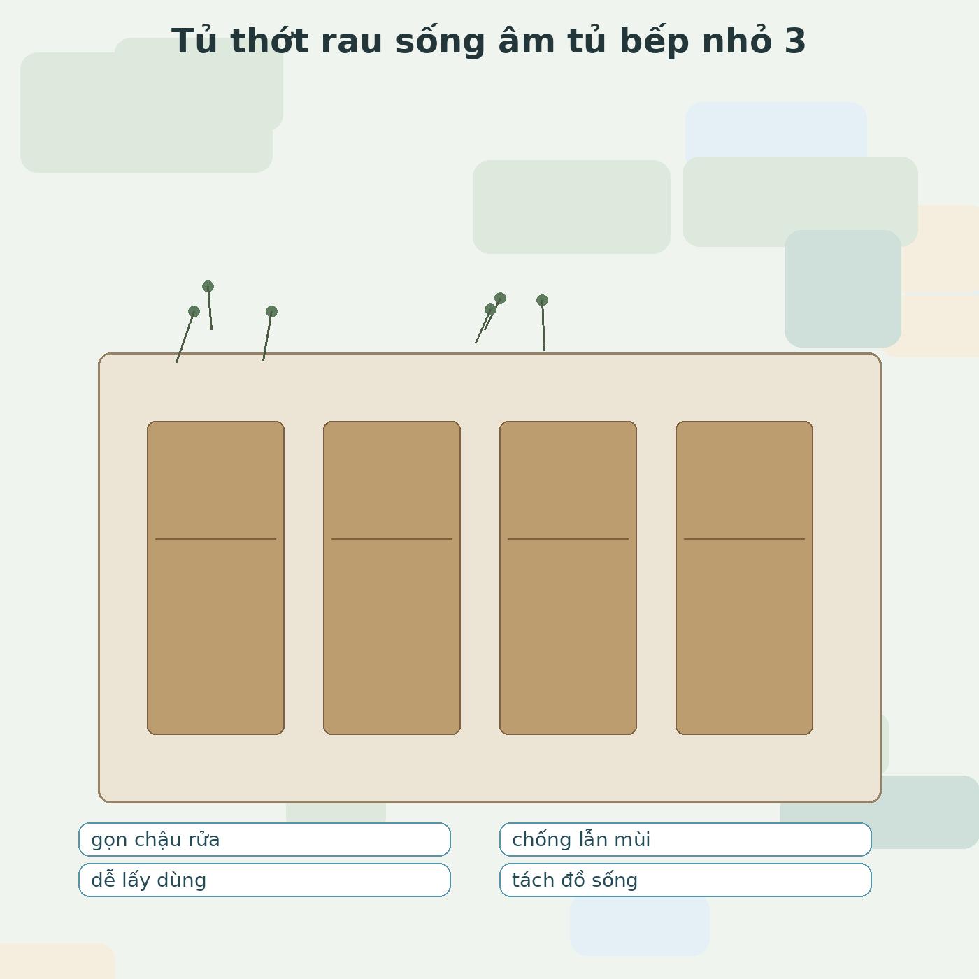 tủ thớt rau sống âm tủ bếp nhỏ minh họa 2