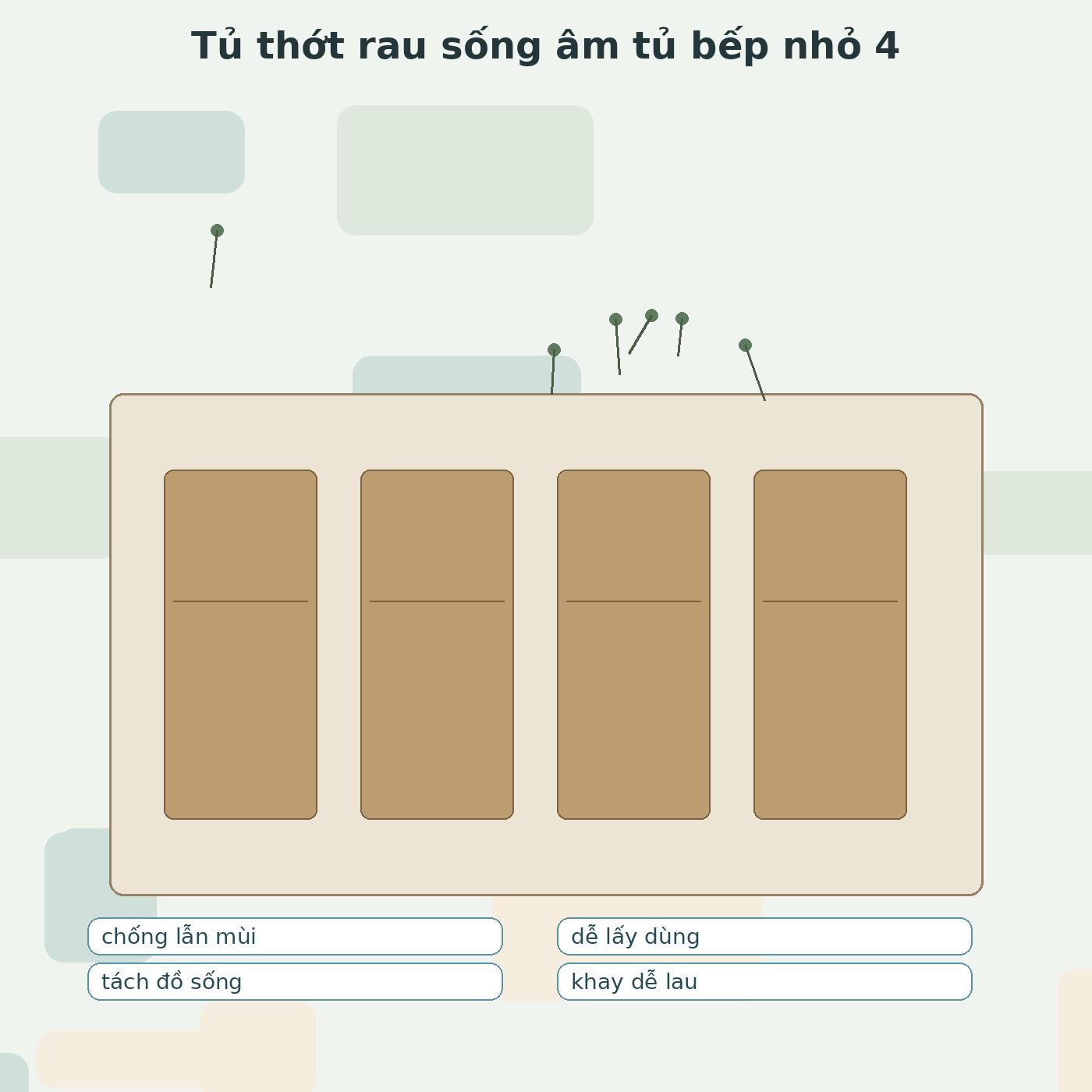 tủ thớt rau sống âm tủ bếp nhỏ minh họa 3