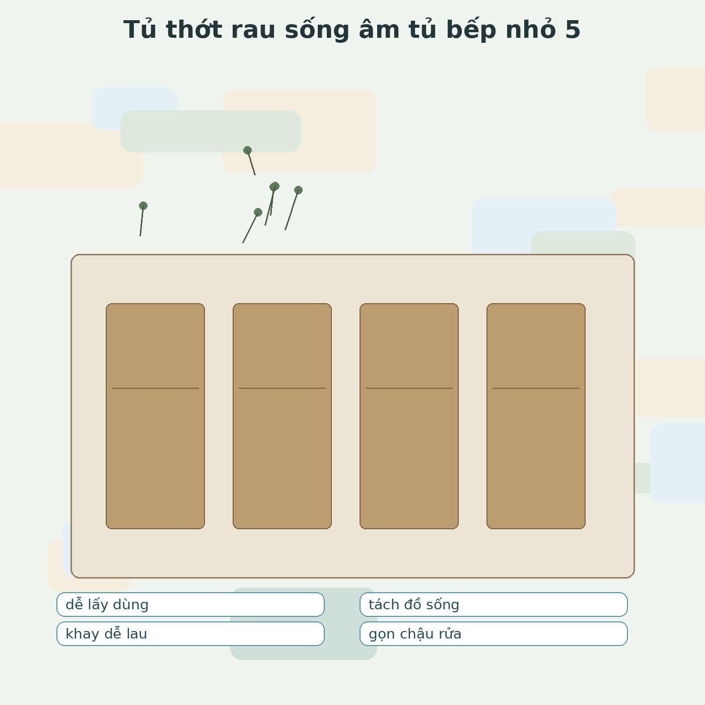 tủ thớt rau sống âm tủ bếp nhỏ minh họa 4