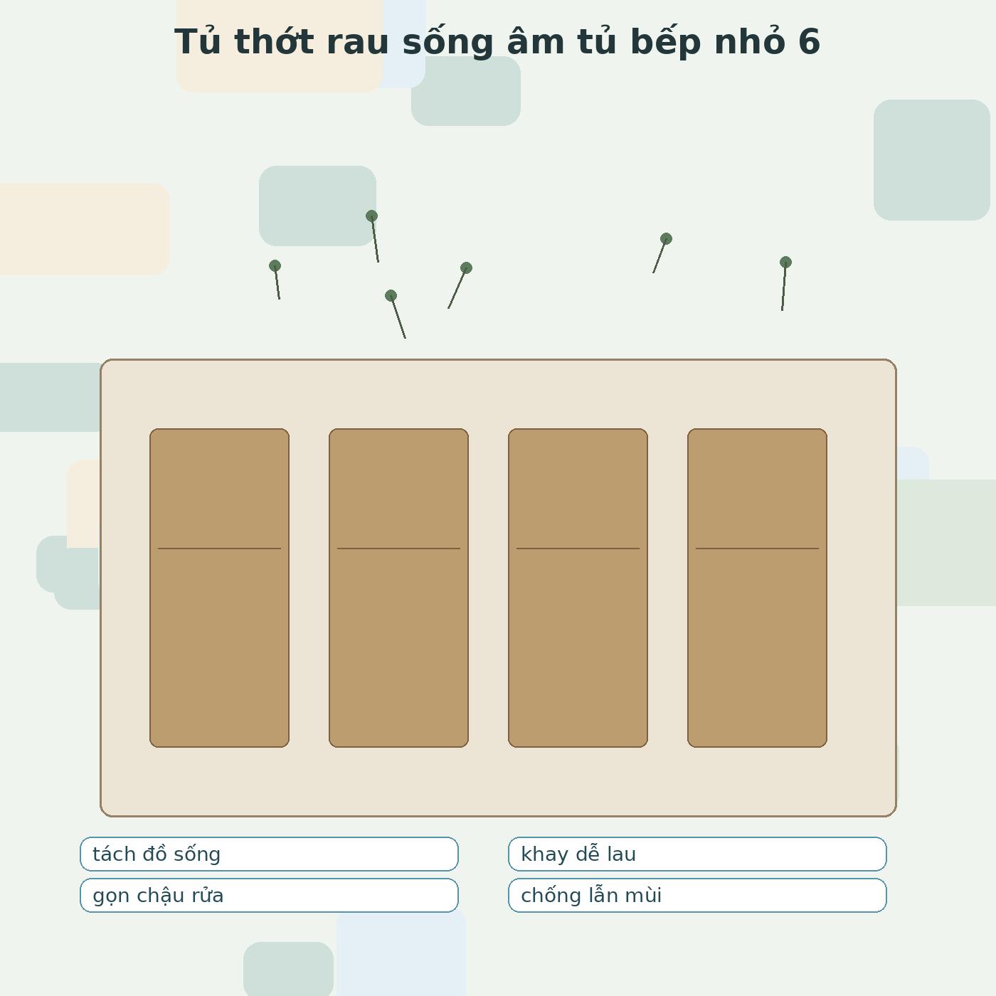 tủ thớt rau sống âm tủ bếp nhỏ minh họa 5