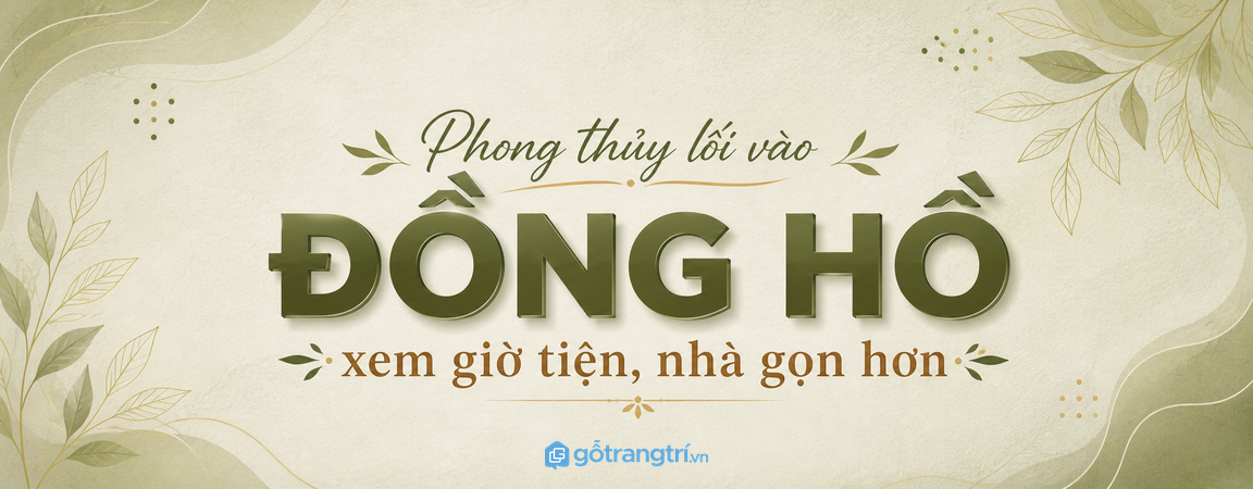 Kệ đồng hồ phong thủy lối vào nhà nhỏ: xem giờ tiện, nhà gọn và sáng hơn