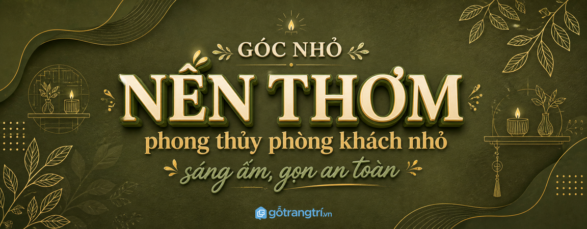 Kệ nến thơm phong thủy phòng khách nhỏ: sáng ấm, gọn an toàn và dễ chăm
