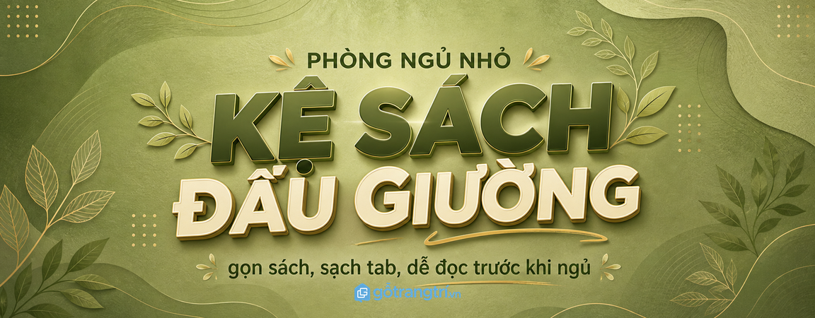 Kệ sách đầu giường phòng ngủ nhỏ: gọn sách, sạch dây sạc và dễ đọc mỗi tối