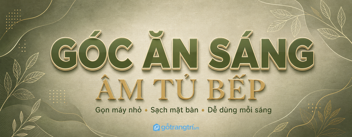 Tủ ăn sáng âm tủ bếp cho căn hộ nhỏ: gọn máy nhỏ, sạch mặt bàn và dễ dùng mỗi sáng