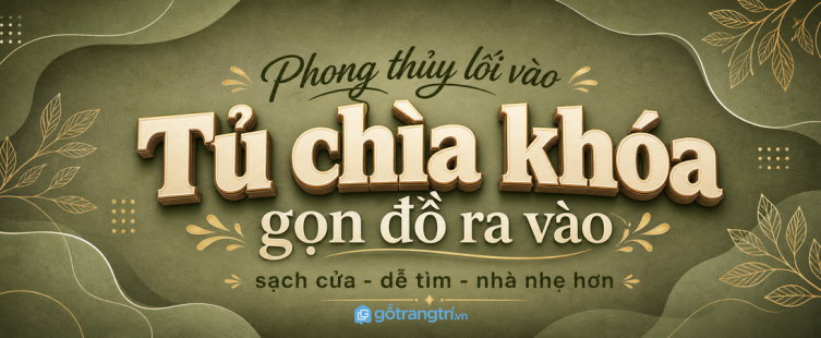 Tủ chìa khóa phong thủy lối vào nhà nhỏ: gọn đồ ra vào, sạch cửa và dễ tìm hơn