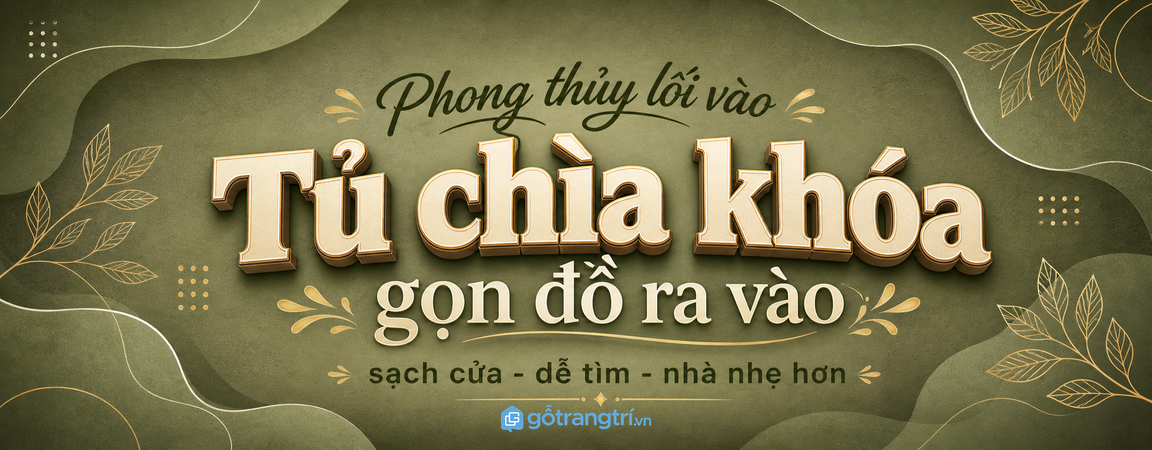 Tủ chìa khóa phong thủy lối vào nhà nhỏ: gọn đồ ra vào, sạch cửa và dễ tìm hơn