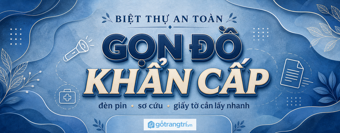 Tủ đồ khẩn cấp biệt thự: gọn đèn pin, sơ cứu và giấy tờ cần lấy nhanh