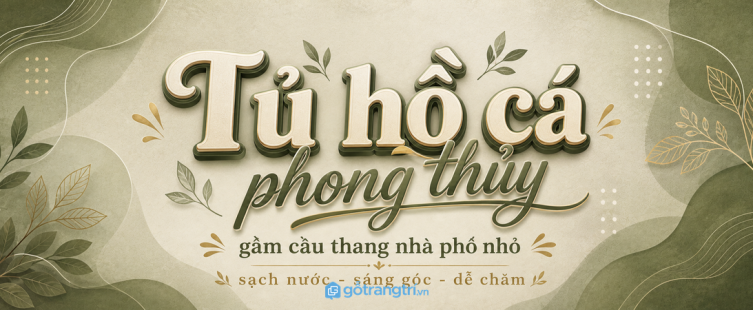 Tủ hồ cá gầm cầu thang phong thủy nhà phố nhỏ: sạch nước, sáng góc và dễ chăm hơn