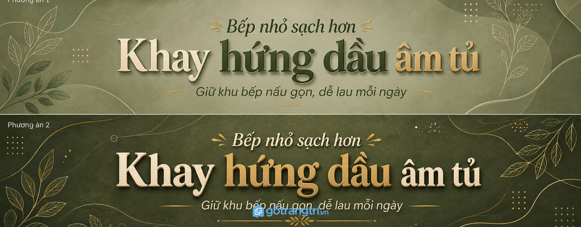 Tủ khay hứng dầu dưới bếp nấu: gọn vùng dầu mỡ, dễ lau và bếp sạch lâu
