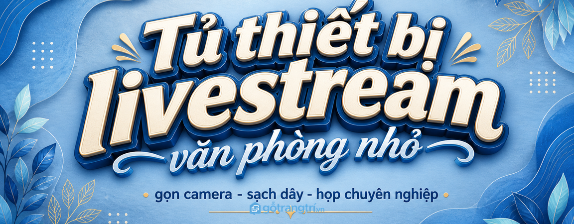 Tủ thiết bị livestream cho văn phòng nhỏ: gọn camera, sạch dây và họp online chuyên nghiệp