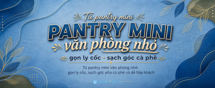 Tủ pantry mini văn phòng nhỏ: gọn ly cốc, sạch góc pha cà phê và dễ tiếp khách