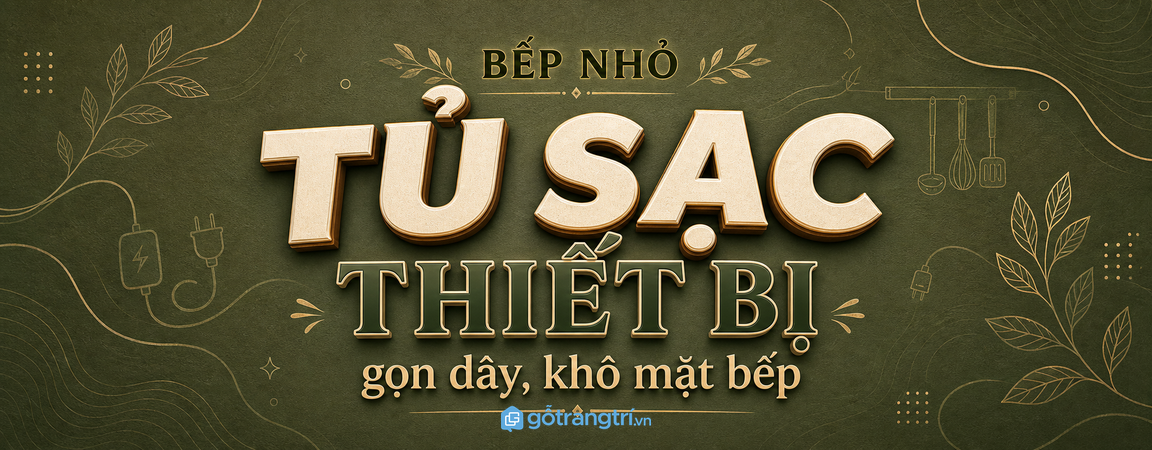 Tủ sạc thiết bị trong tủ bếp nhỏ: gọn dây, khô mặt bếp và an toàn hơn