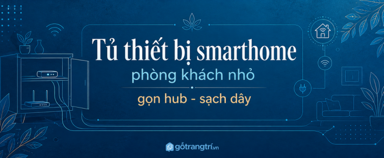 Tủ thiết bị smarthome phòng khách nhỏ: gọn hub, sạch dây và điều khiển nhà dễ hơn