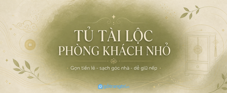 Tủ tài lộc phong thủy phòng khách nhỏ: gọn tiền lẻ, sạch góc nhà và dễ giữ nếp hơn