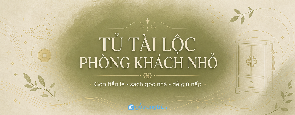 Tủ tài lộc phong thủy phòng khách nhỏ: gọn tiền lẻ, sạch góc nhà và dễ giữ nếp hơn