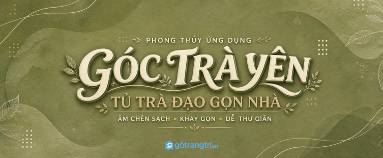 Tủ trà đạo phong thủy cho nhà nhỏ: gọn ấm chén, sạch khay và dễ thư giãn