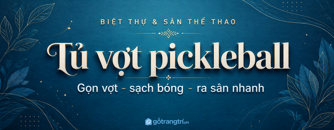 Tủ vợt pickleball sân thể thao biệt thự: gọn vợt, sạch bóng và ra sân nhanh