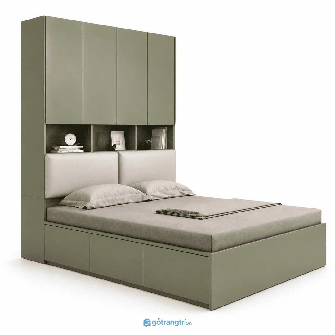 Giường ngủ liền tủ đa năng GHS-9043 giúp phòng ngủ nhỏ gọn đồ và rộng lối hơn