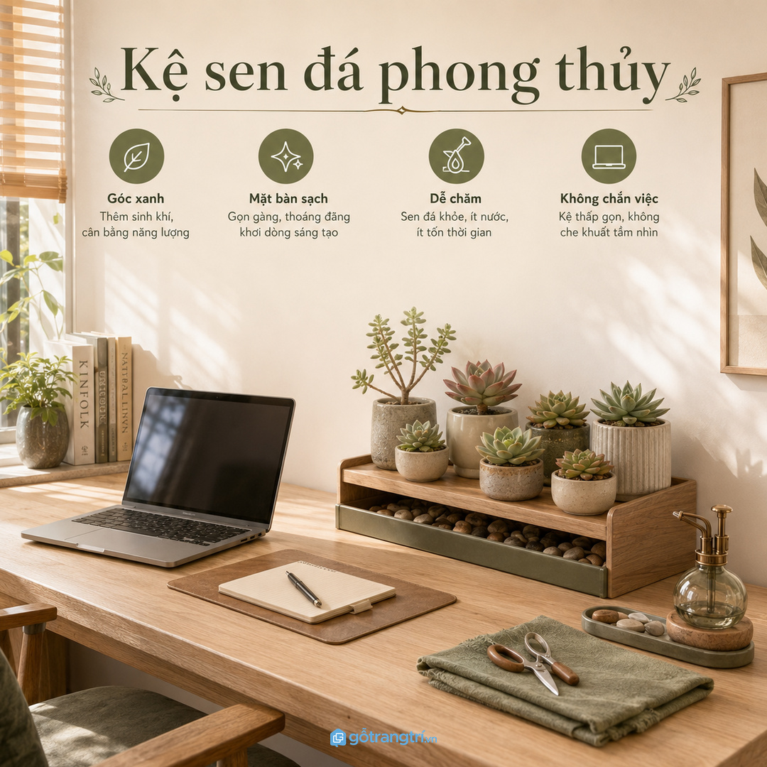 Kệ chậu cây phong thủy phòng khách nhỏ giúp góc xanh gọn sạch và sáng hơn