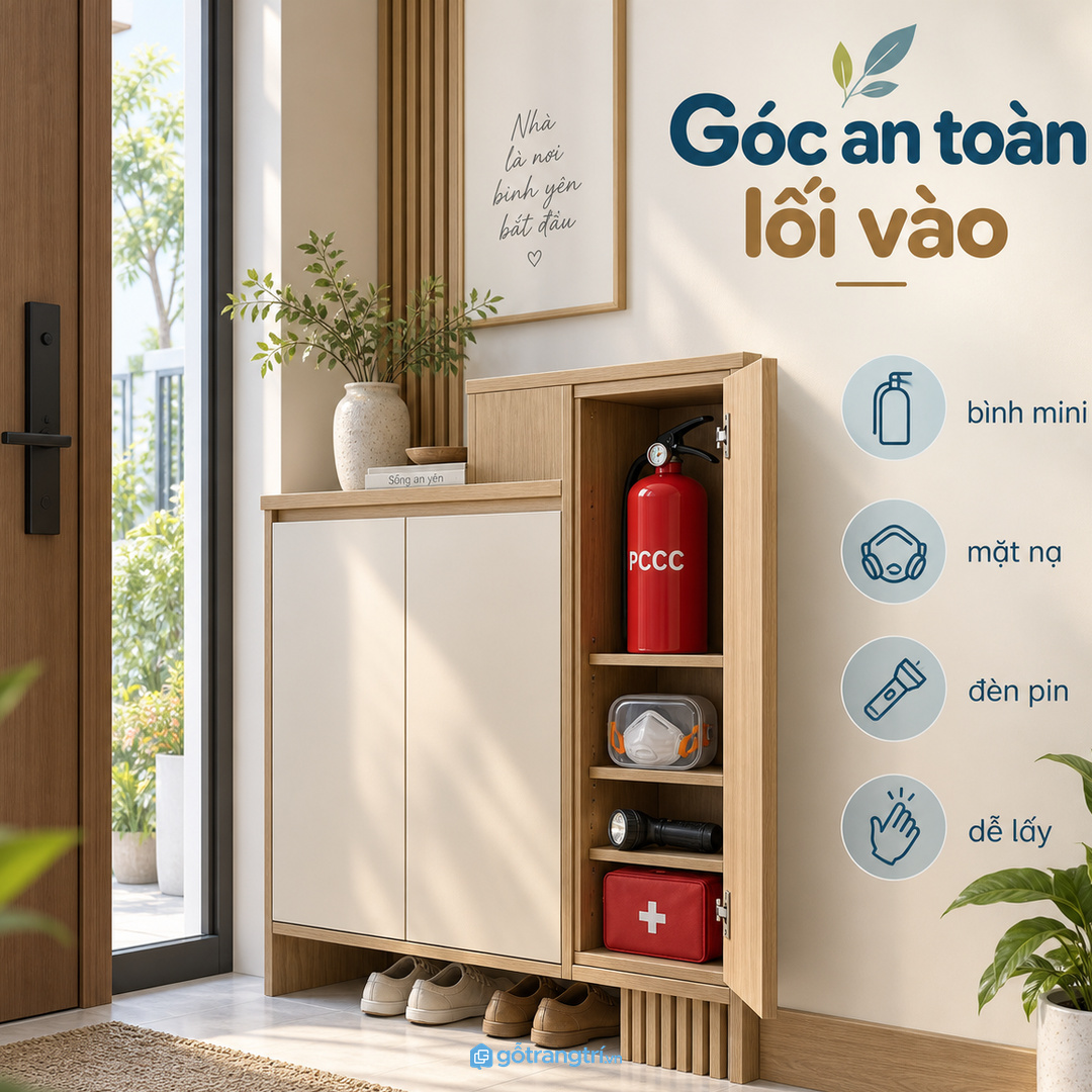 Tủ bình chữa cháy mini cho nhà phố nhỏ giúp gom thiết bị an toàn ở một điểm dễ lấy