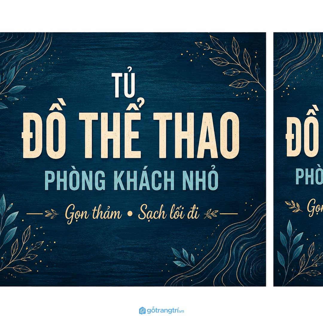 Tủ cất đồ thể thao phòng khách nhỏ giúp gọn thảm, sạch lối đi và dễ tập mỗi ngày