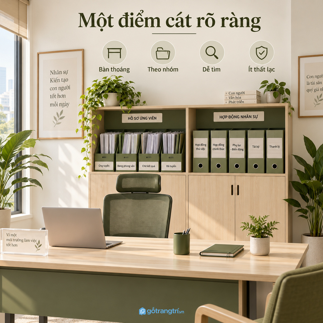 Tủ hồ sơ nhân sự tạo một điểm cất rõ ràng cho giấy tờ HR