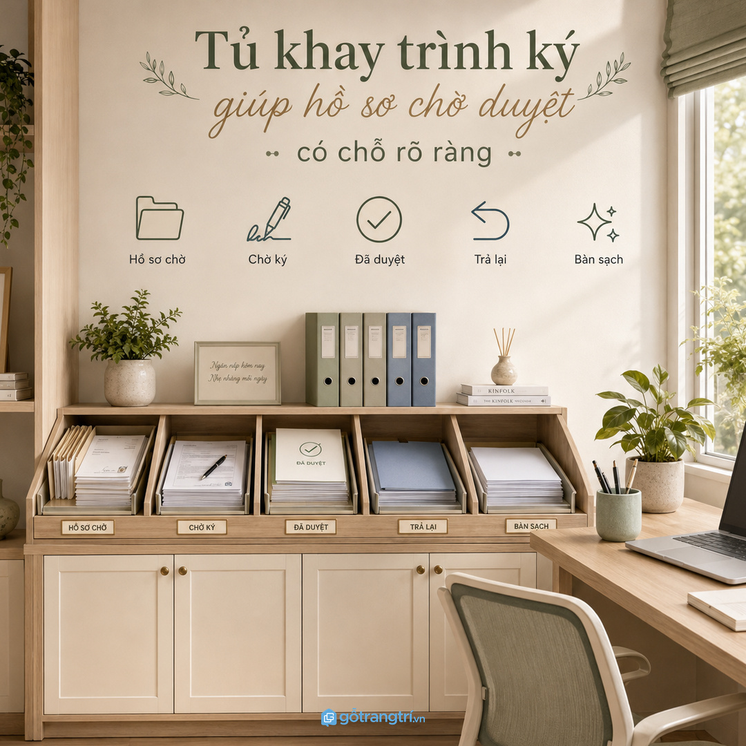 Tủ khay trình ký giúp hồ sơ chờ duyệt có chỗ rõ ràng