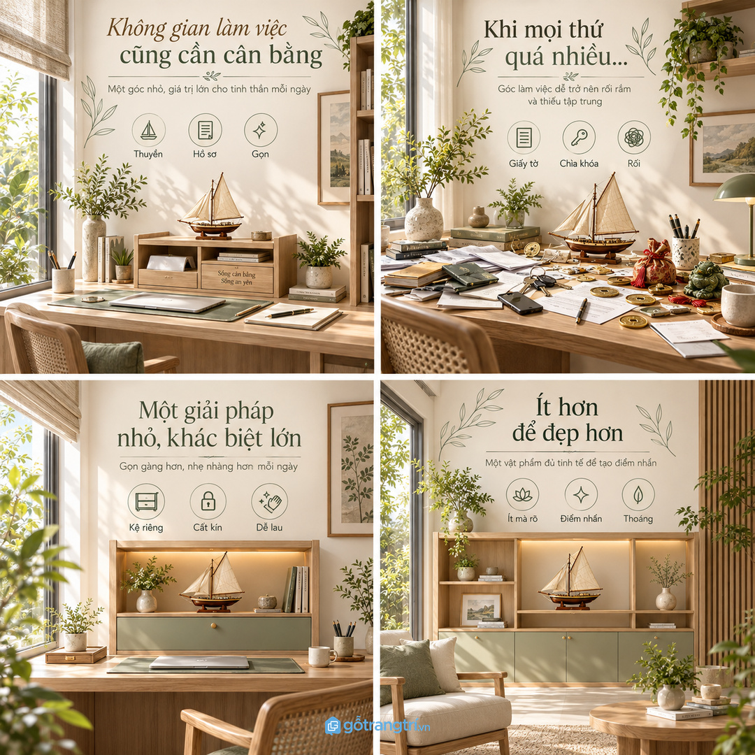 Vật phẩm phong thủy để lẫn giấy tờ làm bàn làm việc nhanh rối