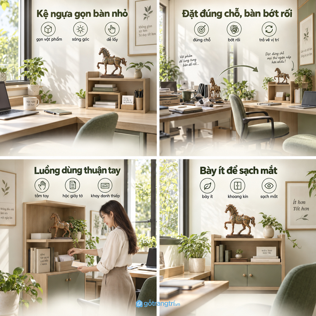 Đồ nhỏ để sai chỗ làm bàn làm việc nhanh rối và mất điểm nhấn