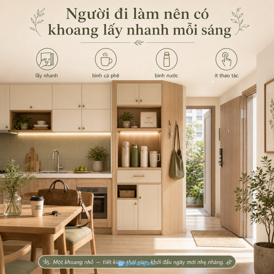 Bình giữ nhiệt để rải rác làm mặt bếp nhanh rối và dễ ngã đổ