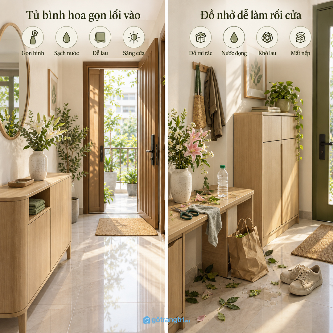 Đồ nhỏ quanh bình hoa dễ làm lối vào nhanh rối