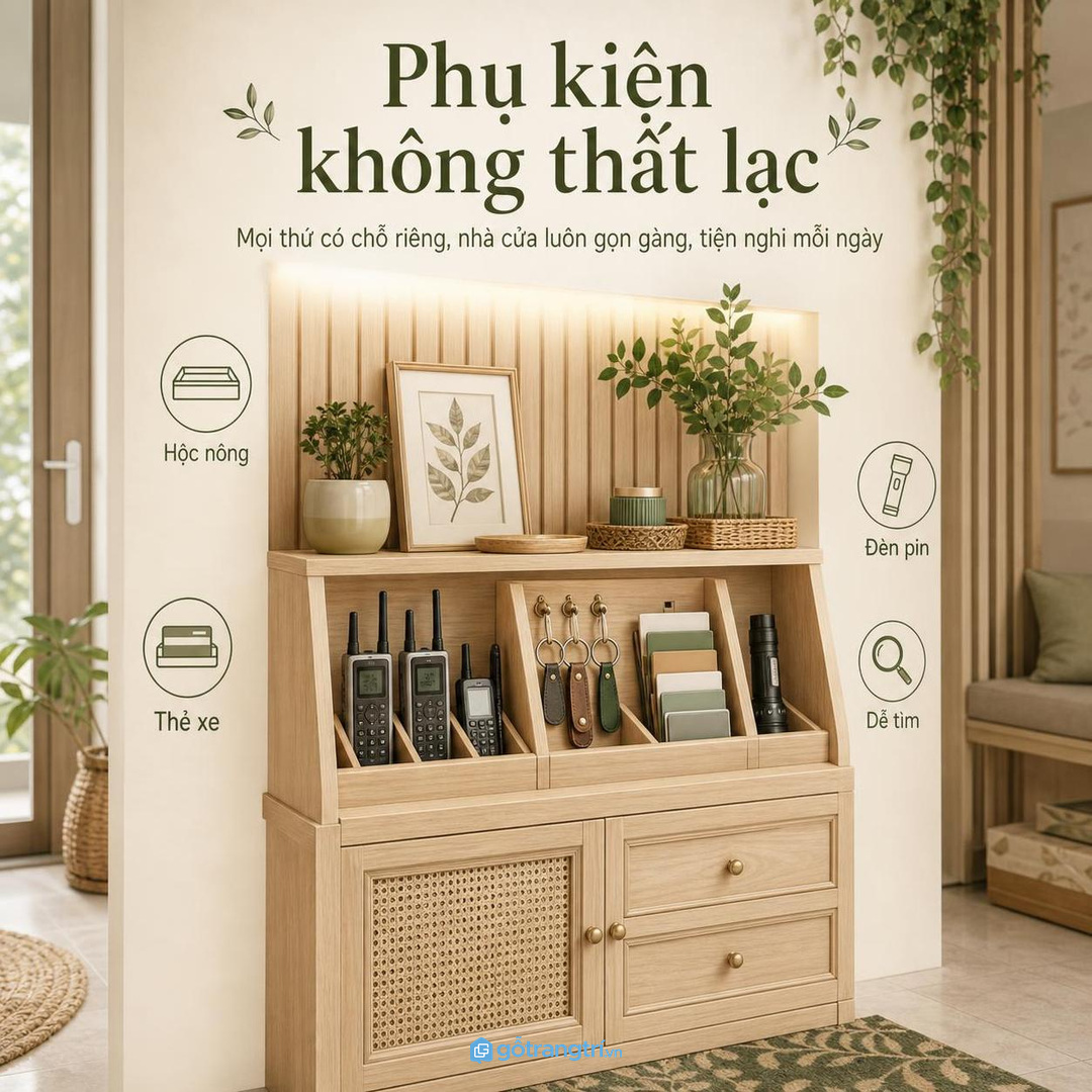 Phụ kiện nhỏ không thất lạc khi mỗi món có hộc cất riêng