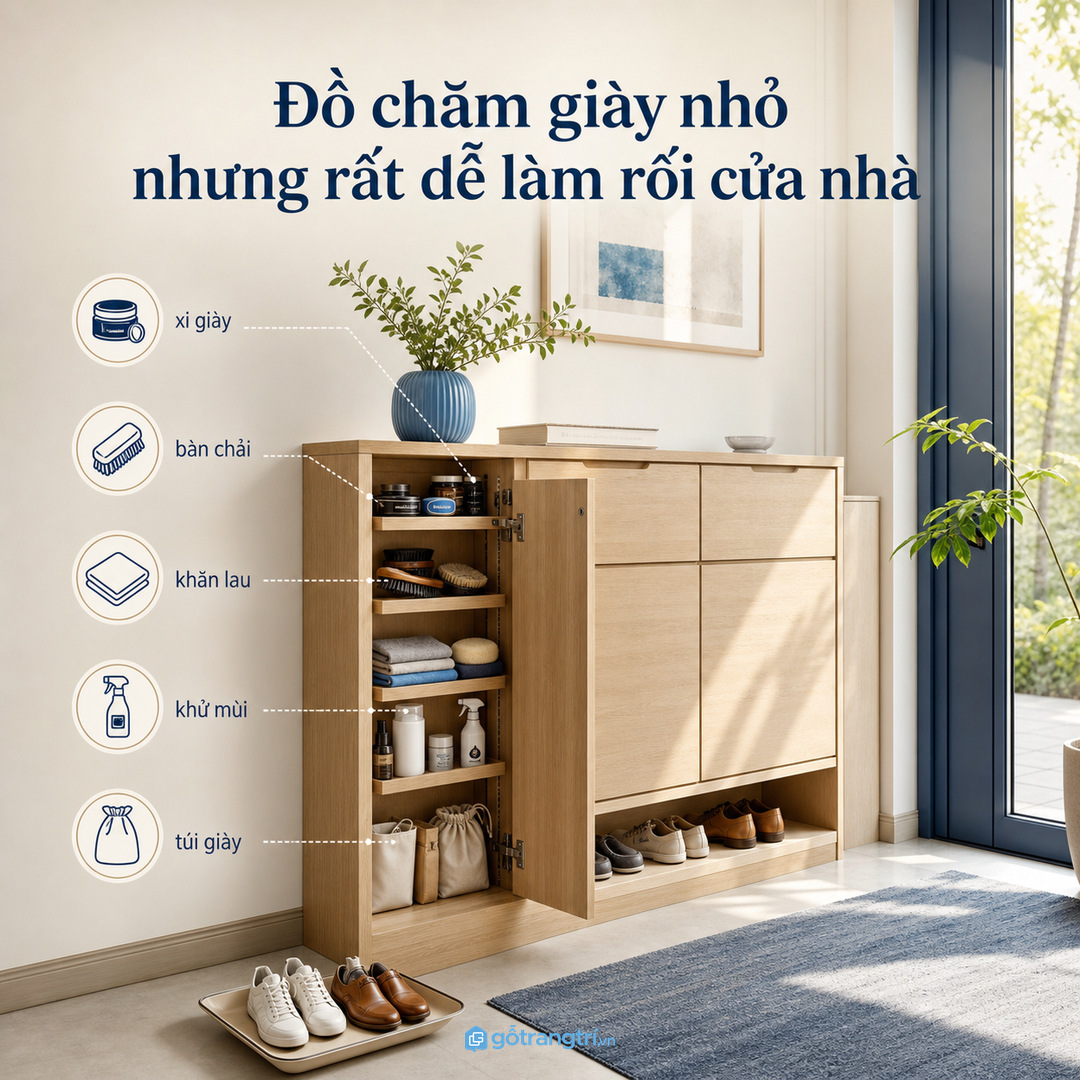 Đồ chăm giày nhỏ nhưng rất dễ làm rối cửa nhà