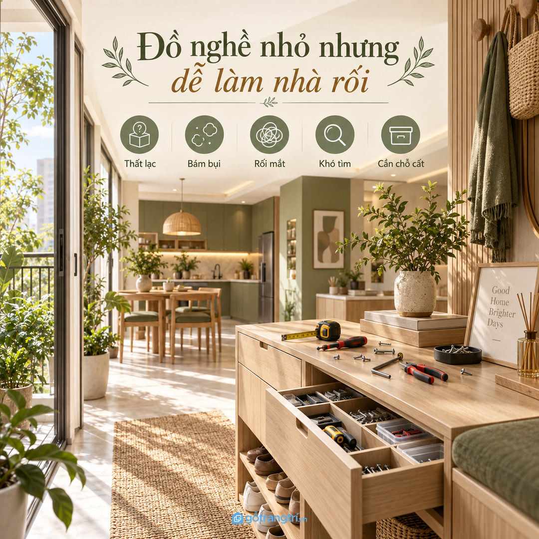 Đồ nghề nhỏ nhưng dễ làm căn hộ nhanh rối nếu không có chỗ cất riêng