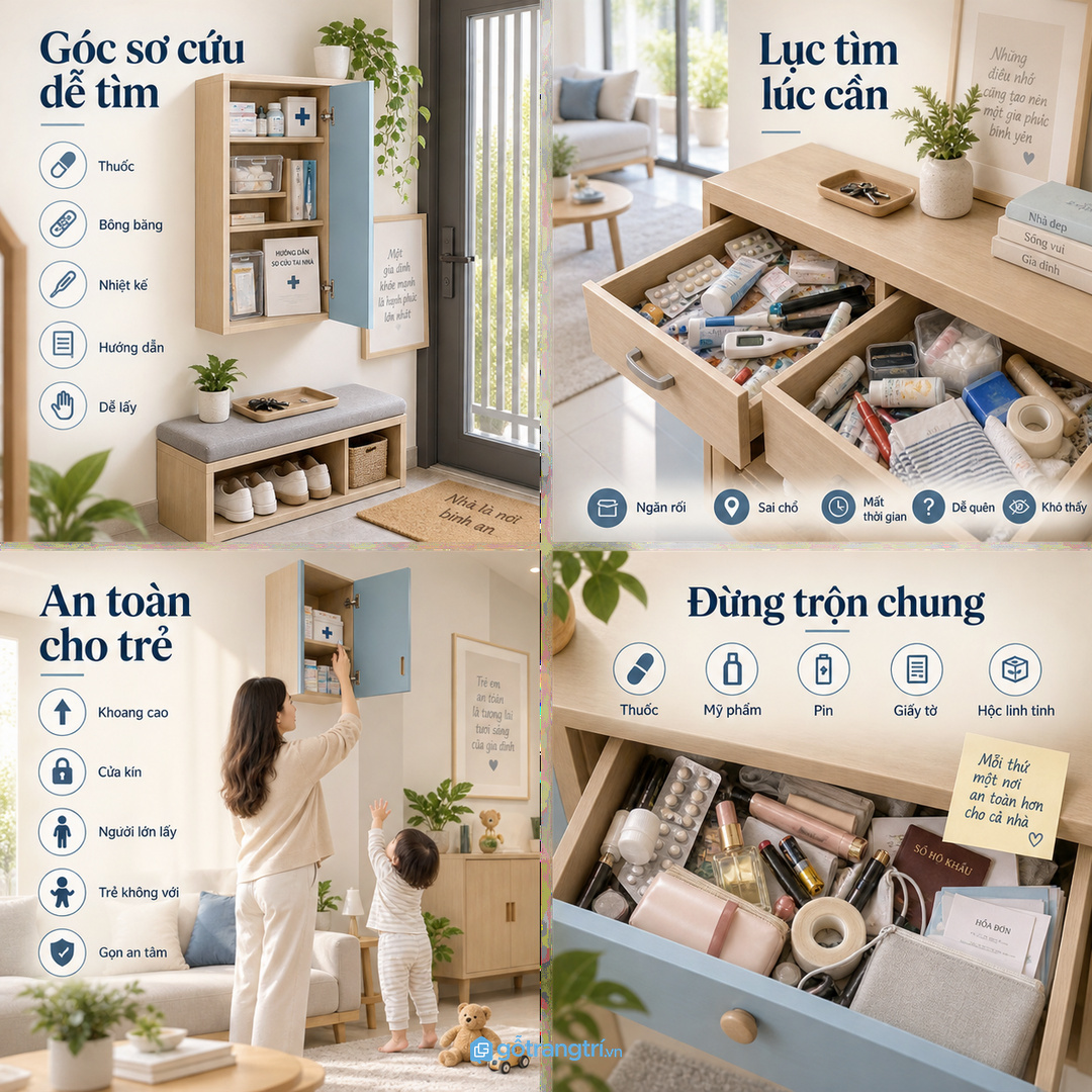 Đồ sơ cứu để sai chỗ làm cả nhà lục tìm khi cần