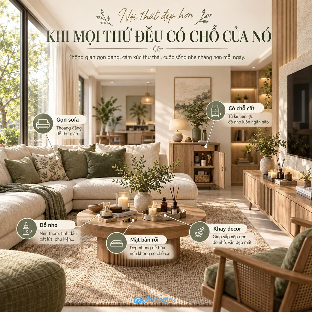 Nến thơm và tinh dầu để rải quanh bàn trà dễ làm phòng khách rối và thiếu an toàn