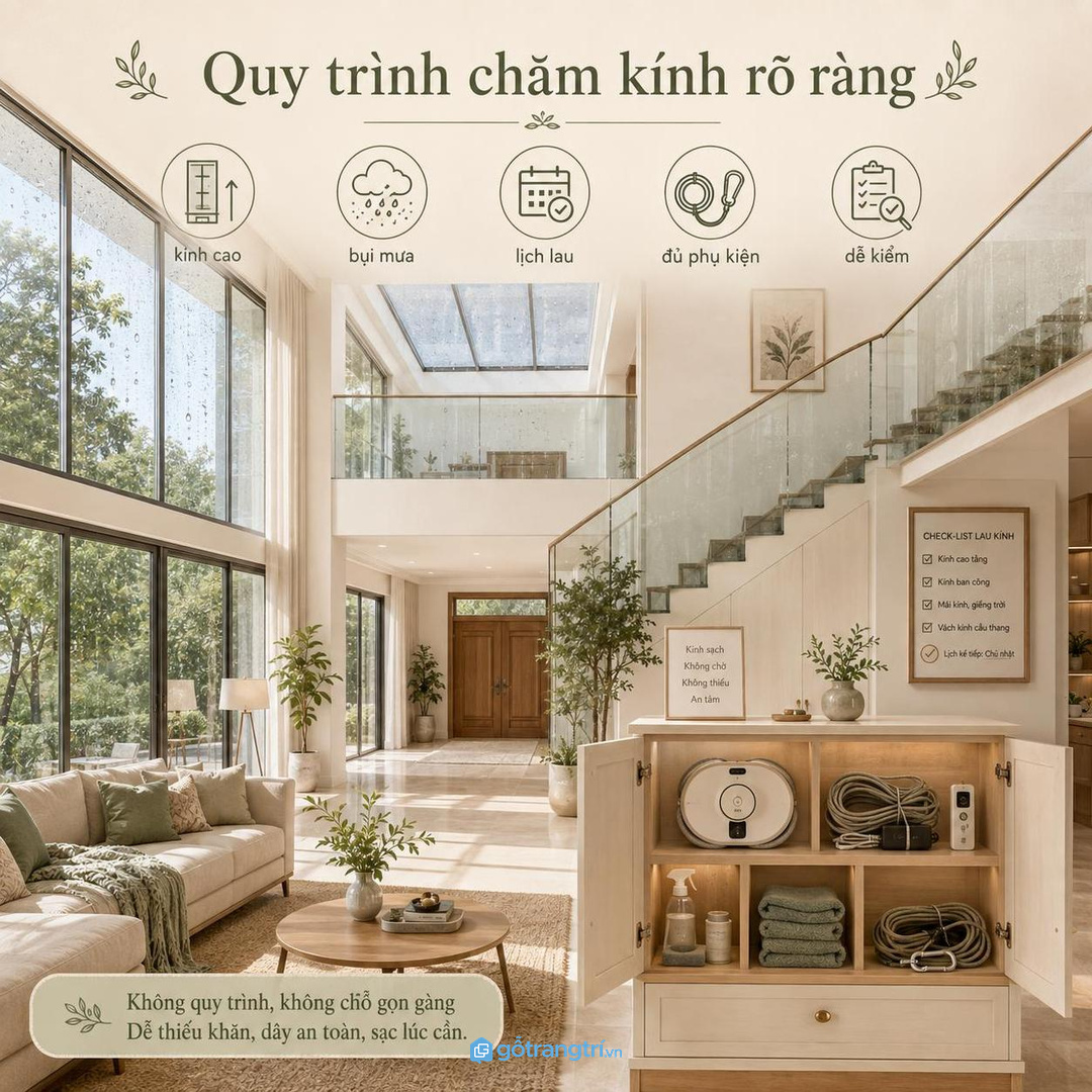 Quy trình chăm kính biệt thự rõ ràng hơn khi thiết bị nằm cùng một điểm