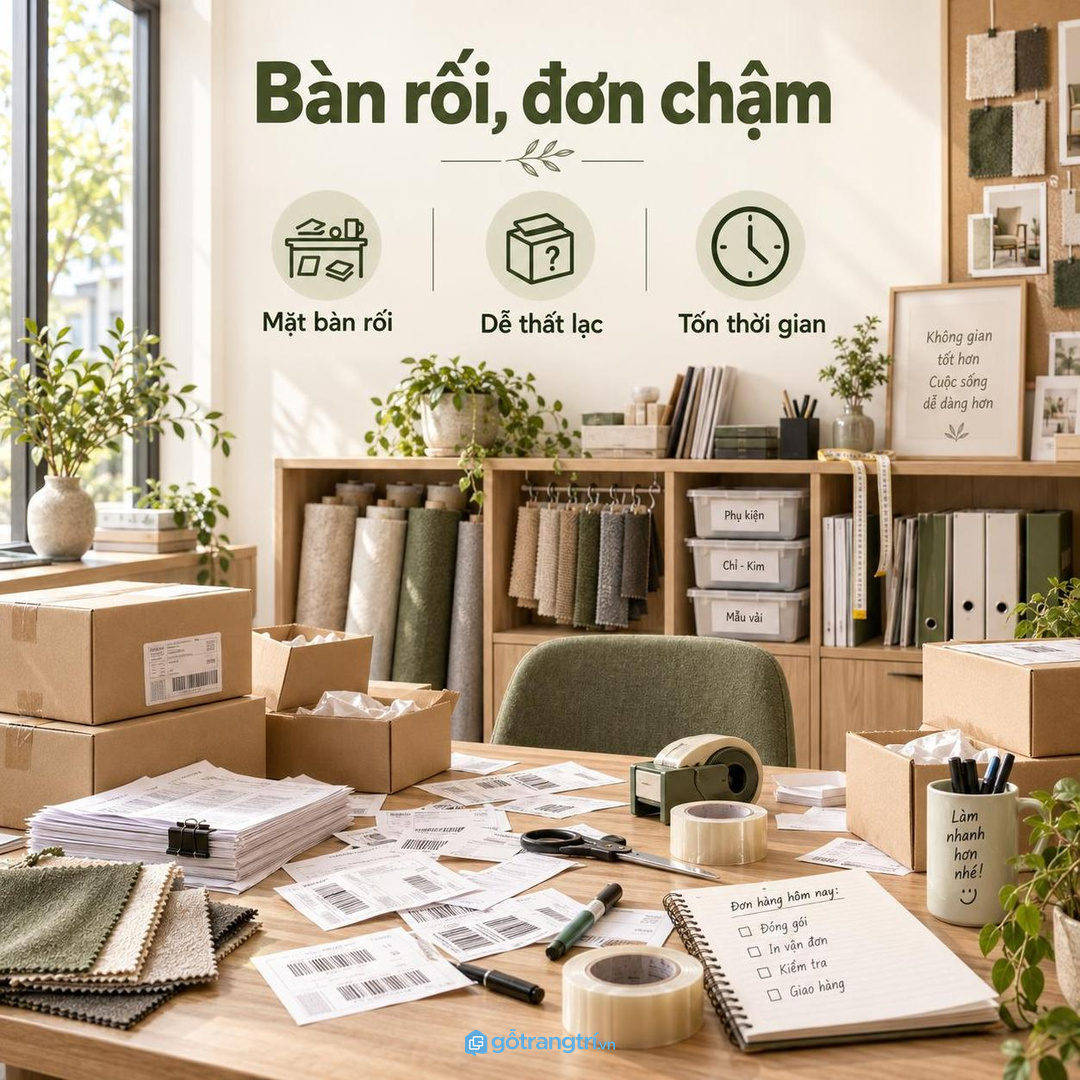 Bàn đóng gói rối làm đơn chậm và vật tư dễ thất lạc