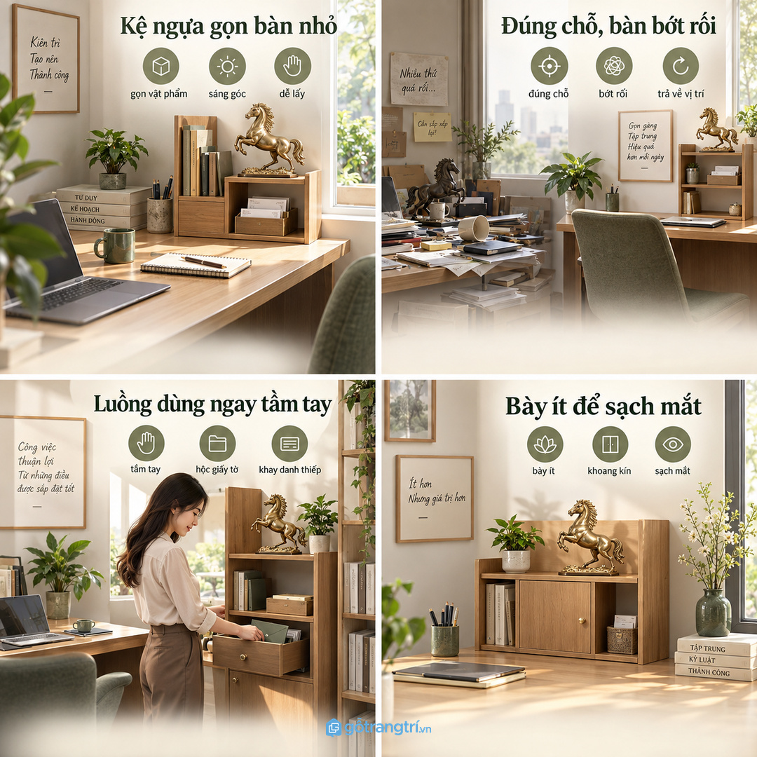 Khoang tủ theo luồng sử dụng giúp lấy phong bao và danh thiếp thuận tay