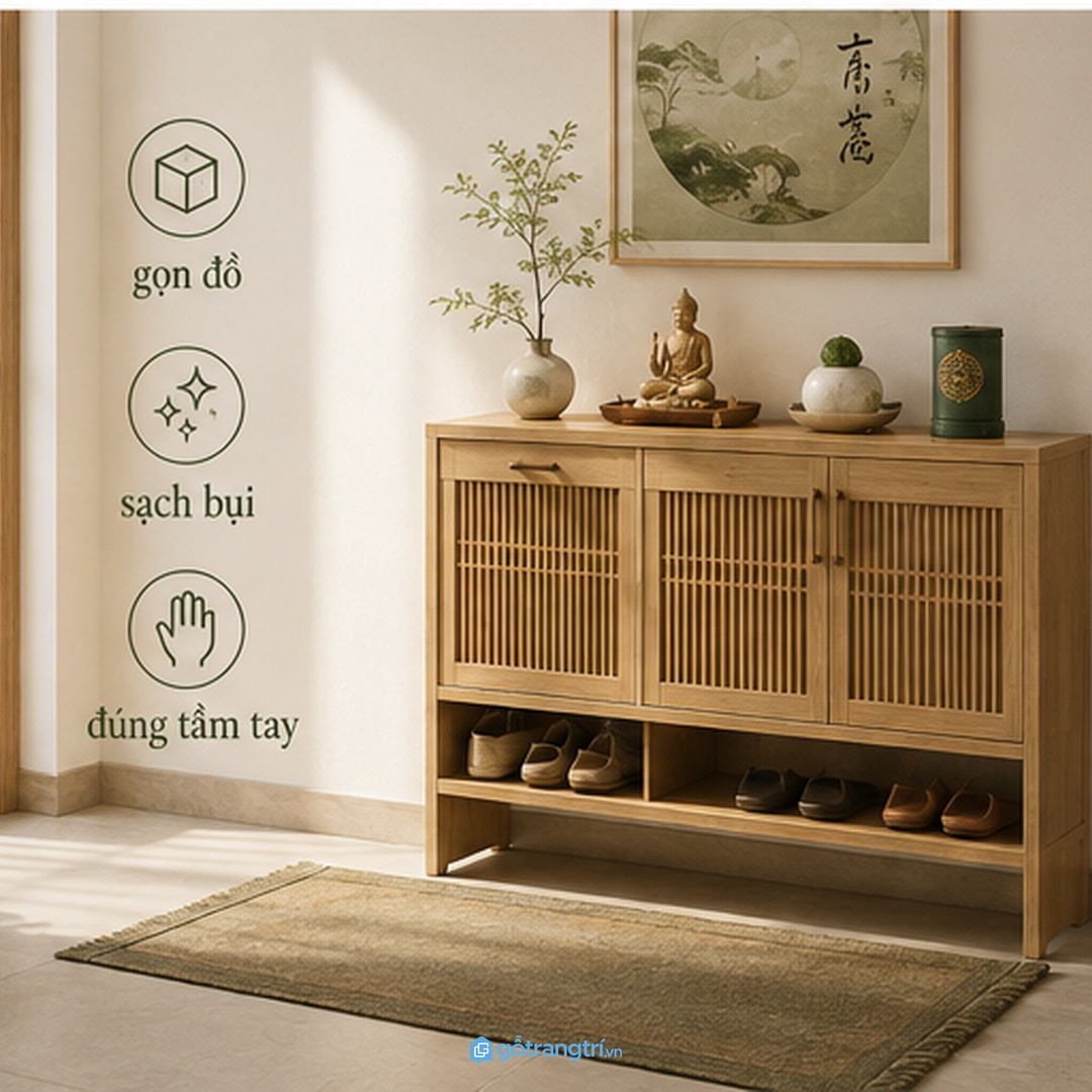 Lối vào gọn làm cảm giác về nhà nhẹ và an tâm hơn