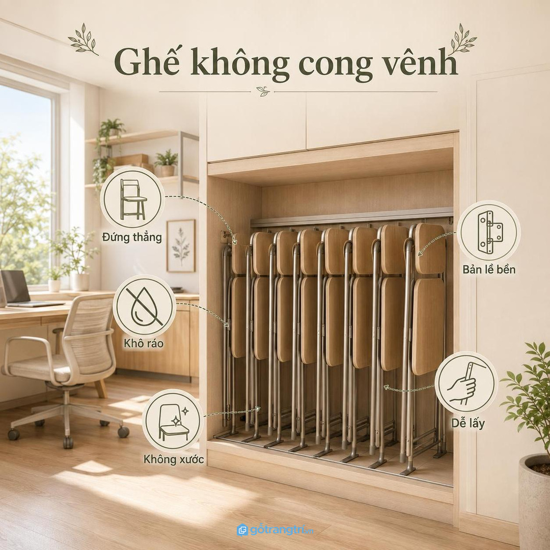 Khoang tủ giữ ghế đứng thẳng khô ráo và hạn chế cong vênh