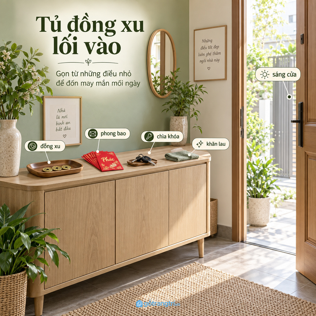 Tủ có khoang riêng giúp vật phẩm phong thủy sạch tường sáng cửa và dễ an tâm