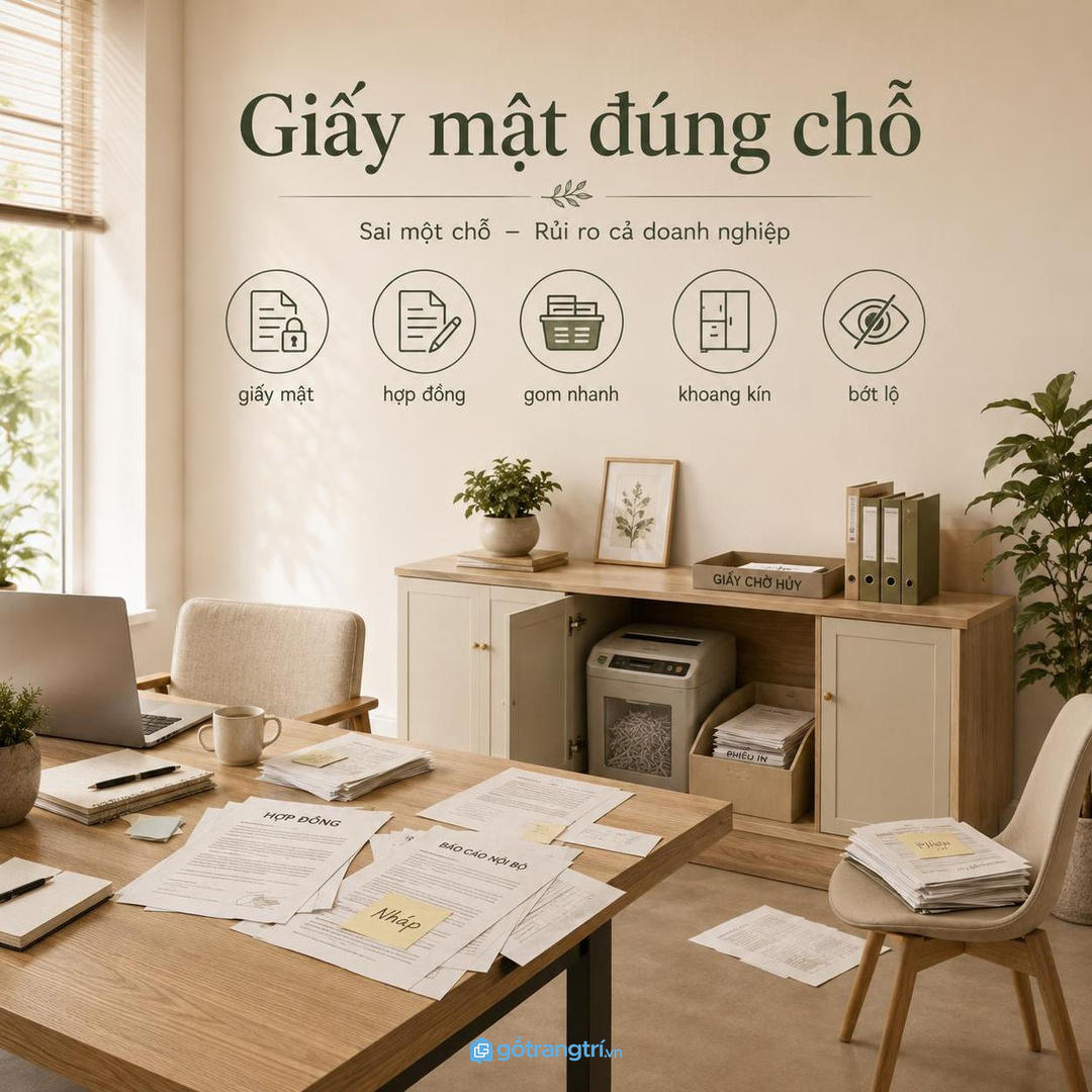Khu in ấn cần phân rõ giấy đang dùng, giấy lưu và giấy chờ hủy