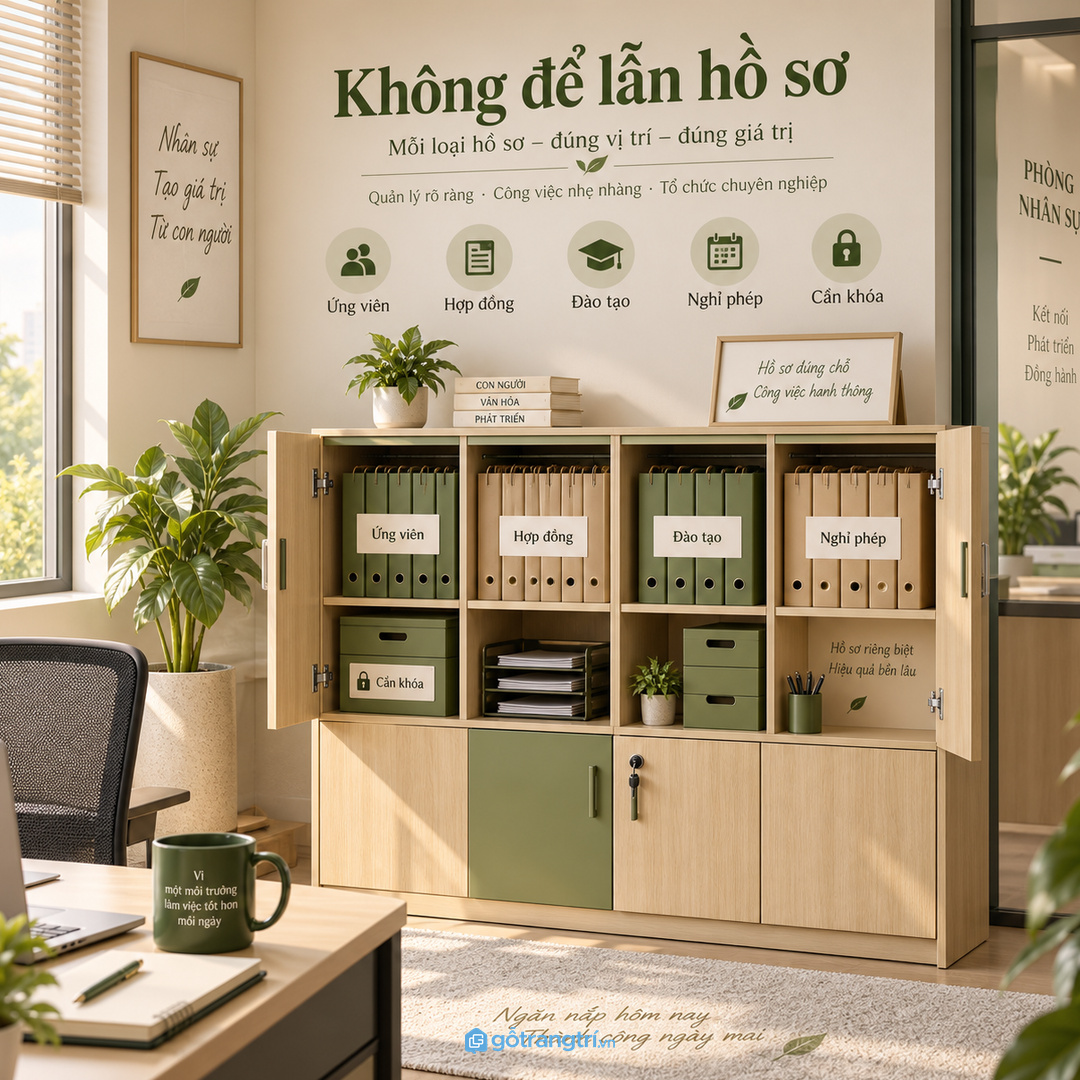 Tủ HR rõ khoang giúp ứng viên, hợp đồng và đào tạo không bị lẫn