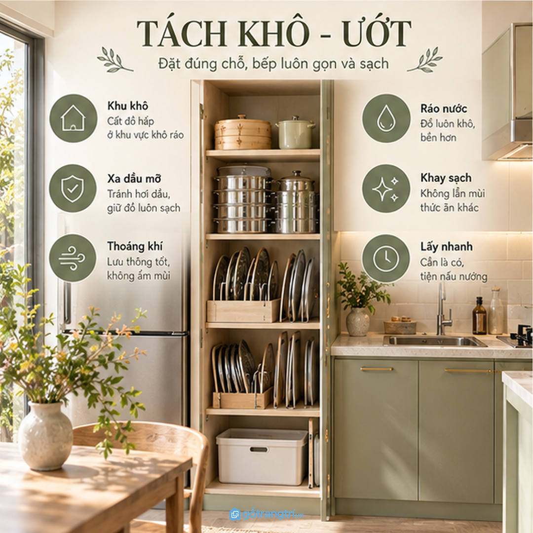 Khay hấp giấy nến và miếng lót cần tách khô sạch khỏi khu rửa ẩm