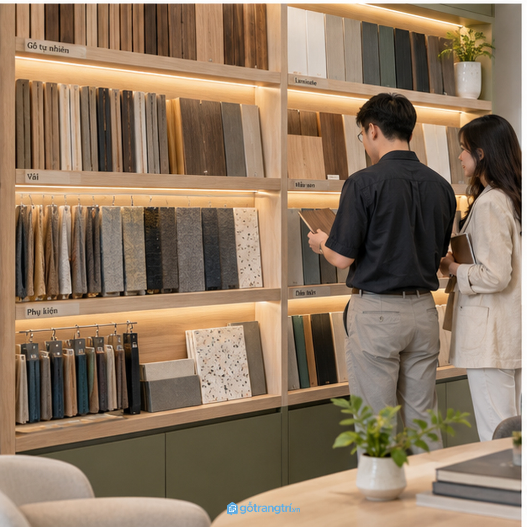 Mẫu gỗ mẫu màu catalogue và phiếu tư vấn cần tách nhóm để giữ sạch và tra nhanh