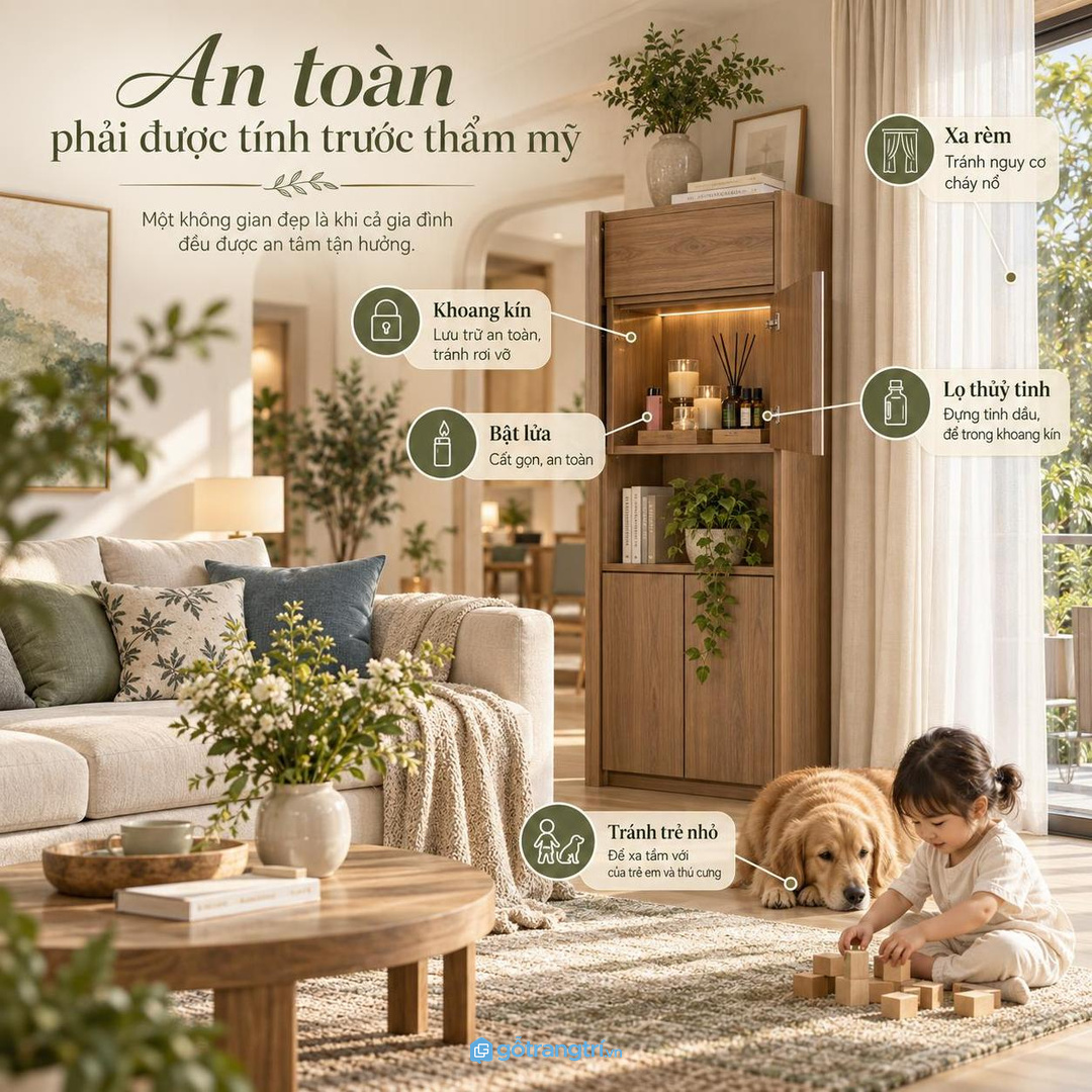 Đồ mùi hương cần tách nhóm theo nến, tinh dầu, bật lửa, que khuếch tán và khay trang trí
