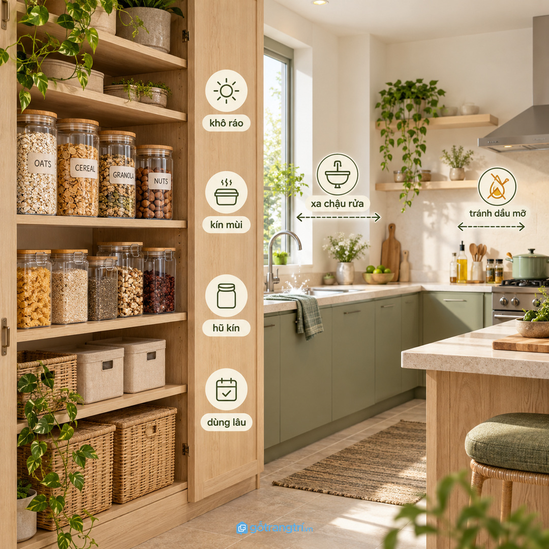Ngũ cốc và yến mạch cần khô thơm, tránh ẩm và mùi bếp